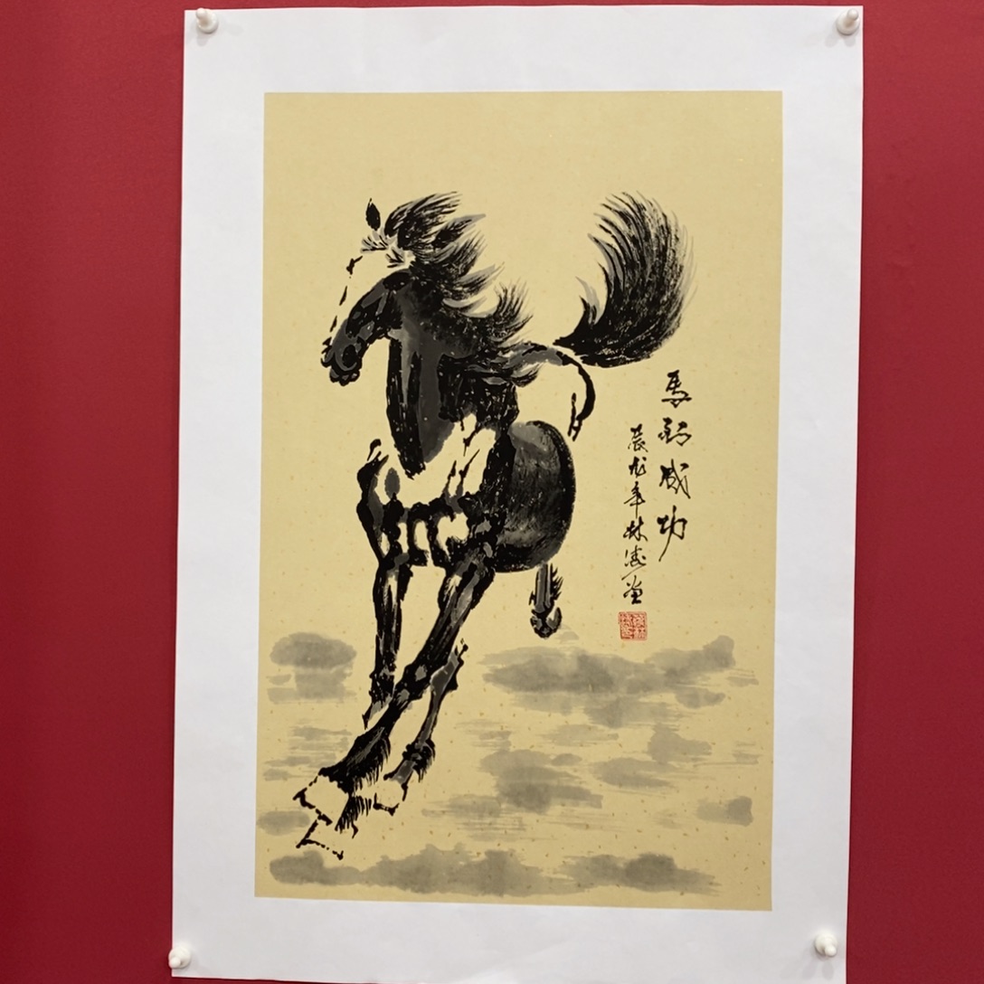 国画蒋林涛四尺三开真人真品