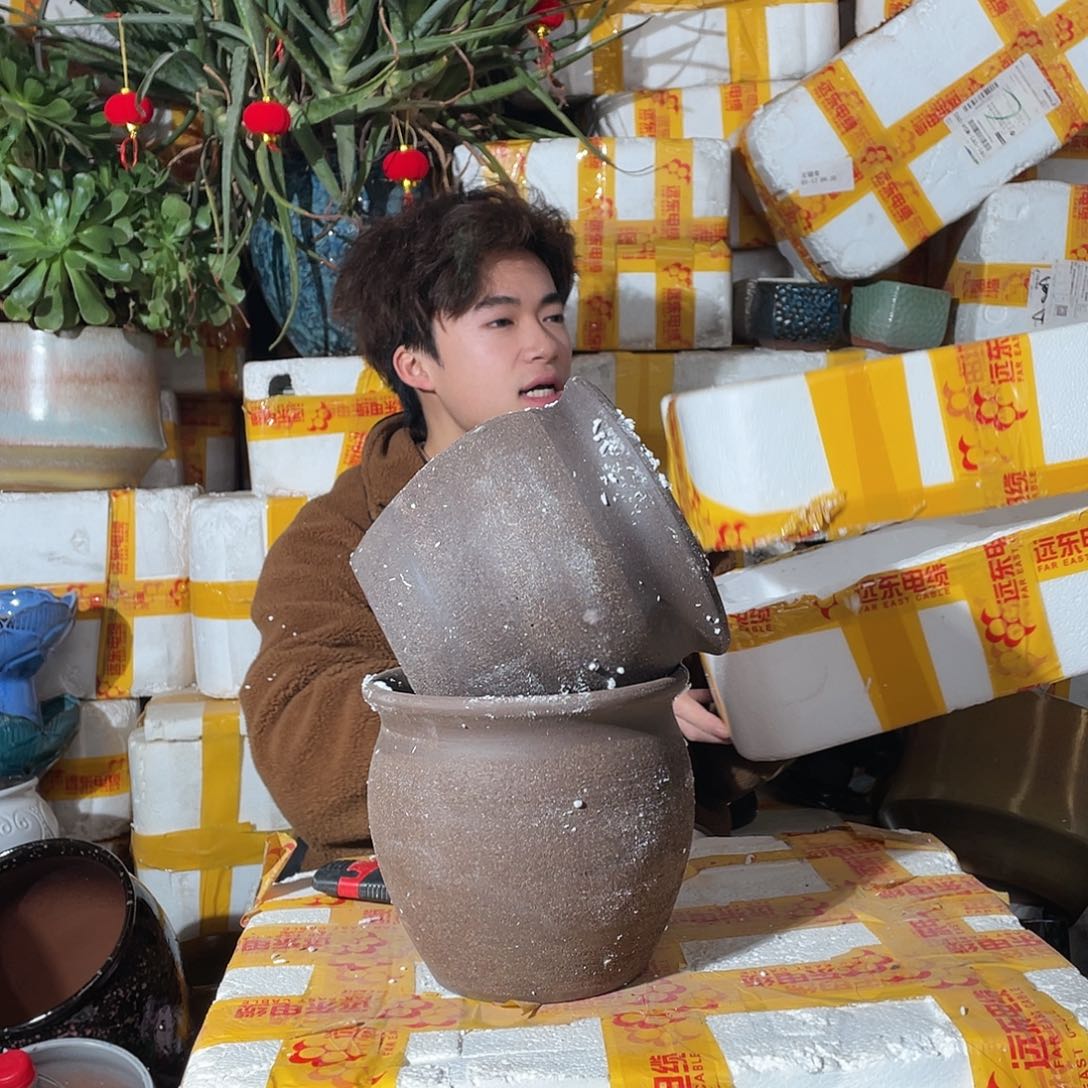 无铅玻璃宜兴紫砂花盆