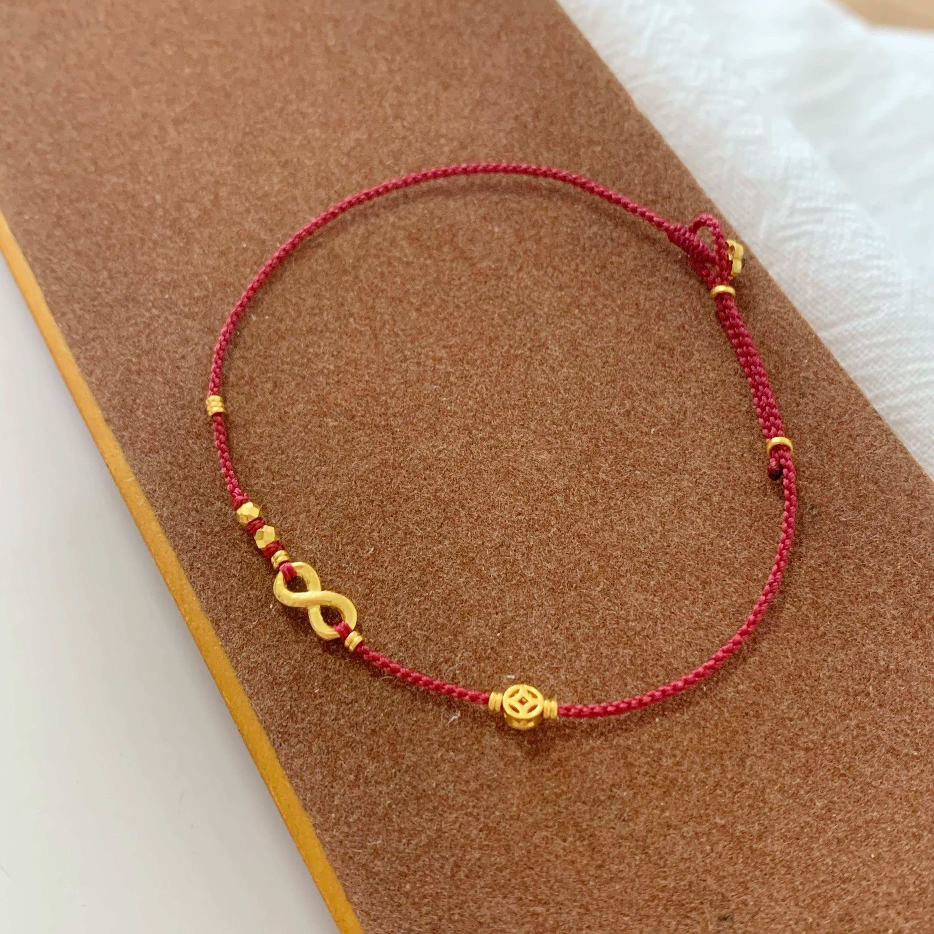 [无限有钱花]足金999黄金极细手工编织手绳小众闺蜜女友小众礼物