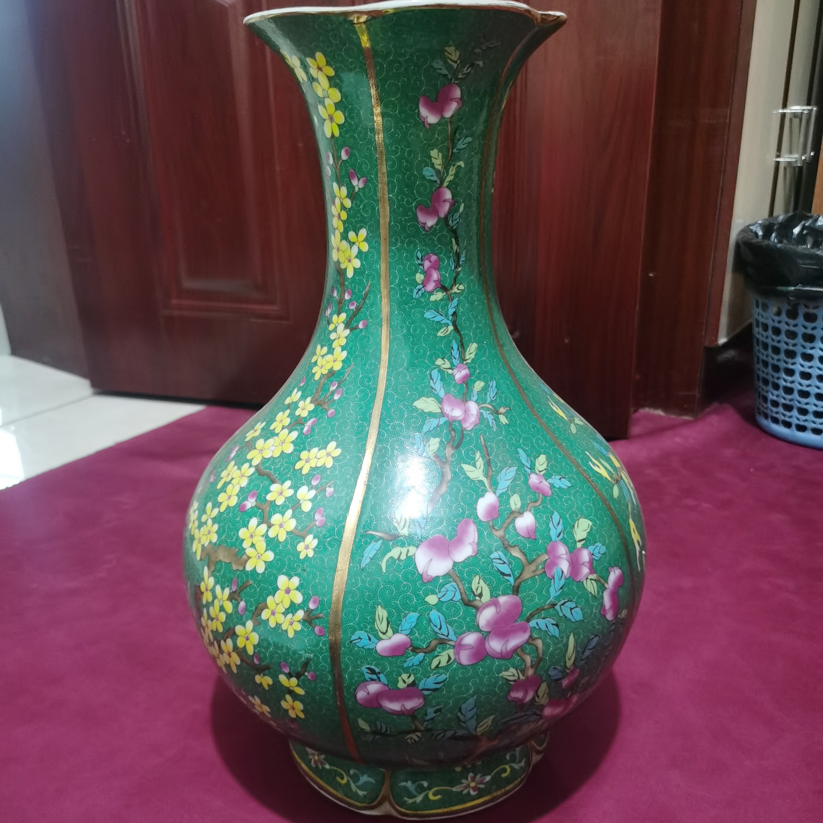 客厅插花中式古复古粉彩电视柜酒柜装饰品