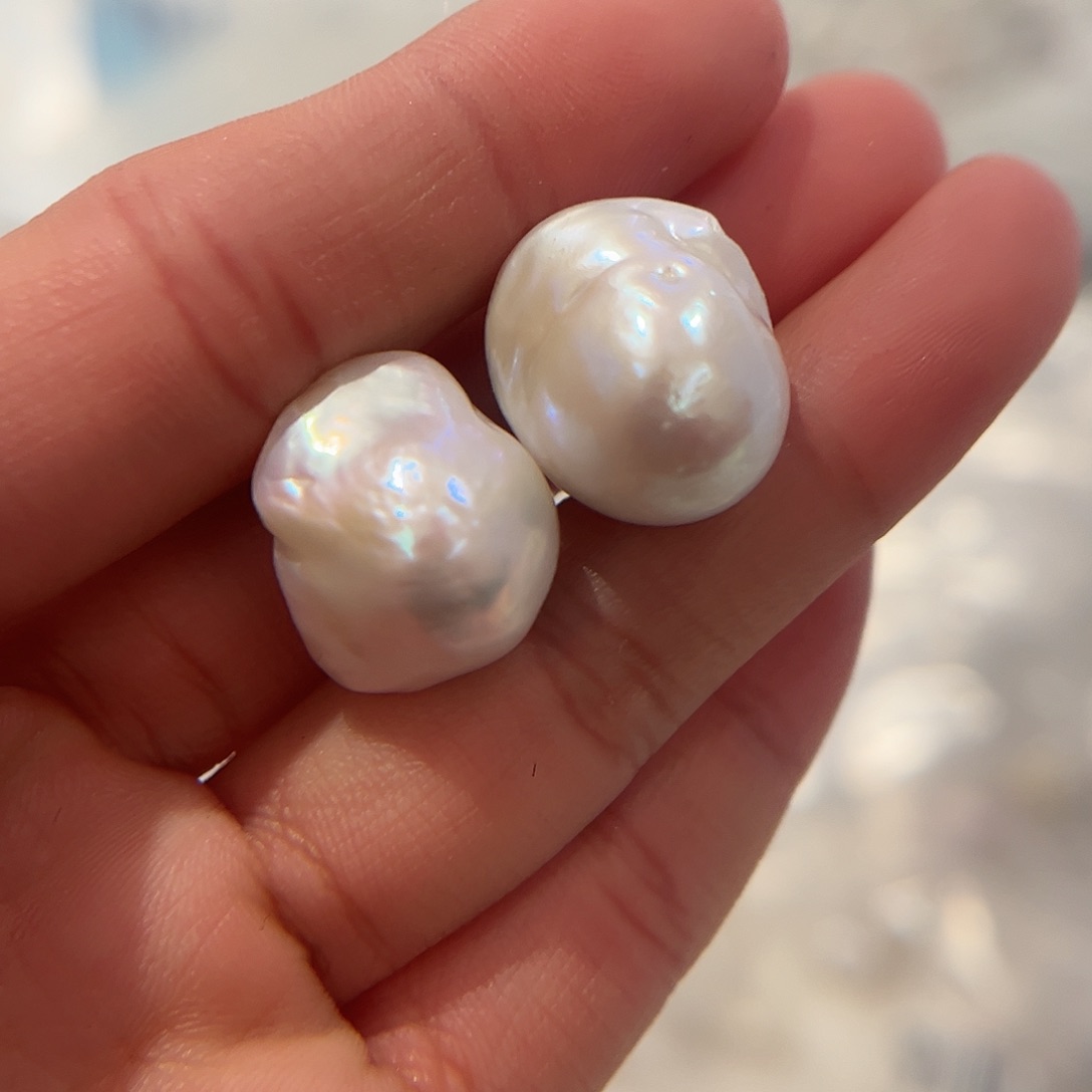 淡水珍珠耳饰银S925镶嵌