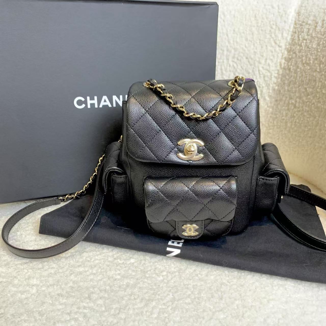 99新 Chanel/香奈儿 壹臻/23k黑金鱼子酱cargo双肩包 64124081
