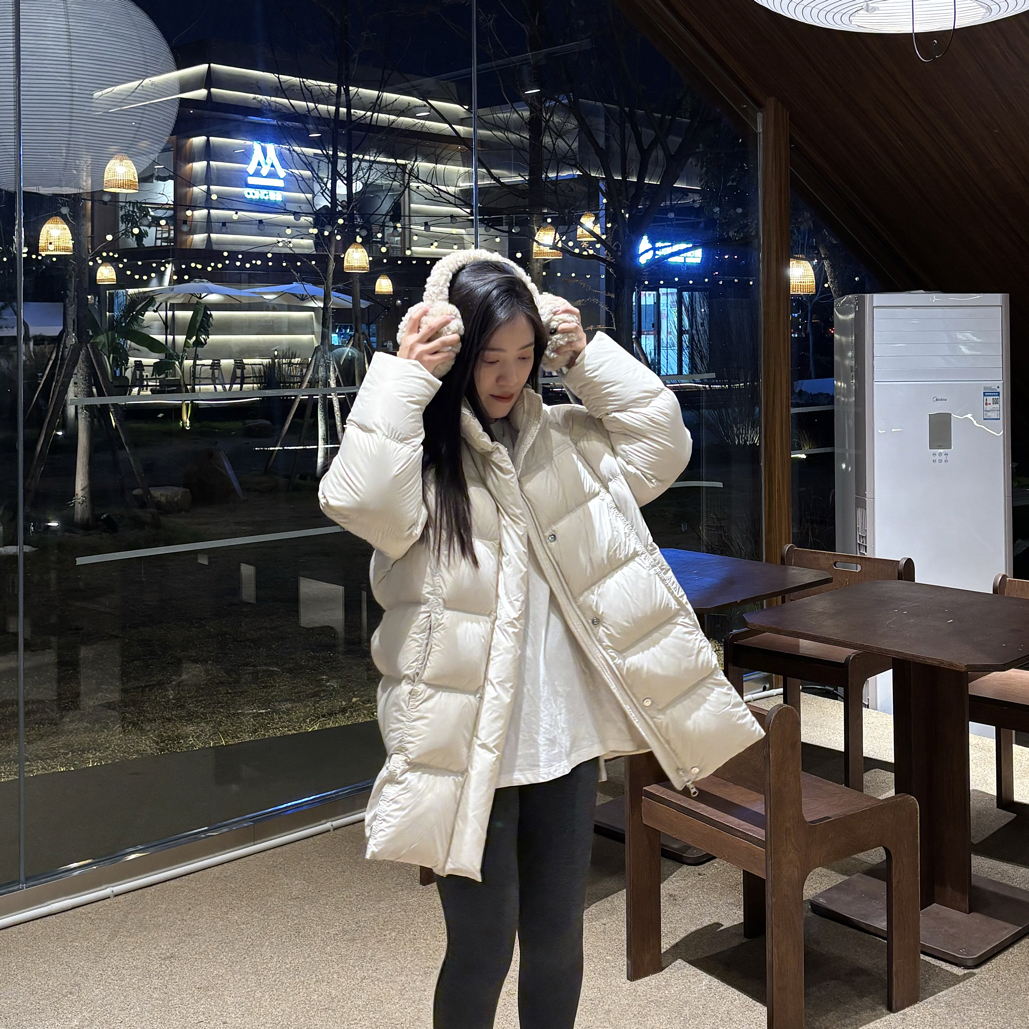 可拆帽泡芙女冬季90白鸭绒加厚保暖宽松长款安心绒