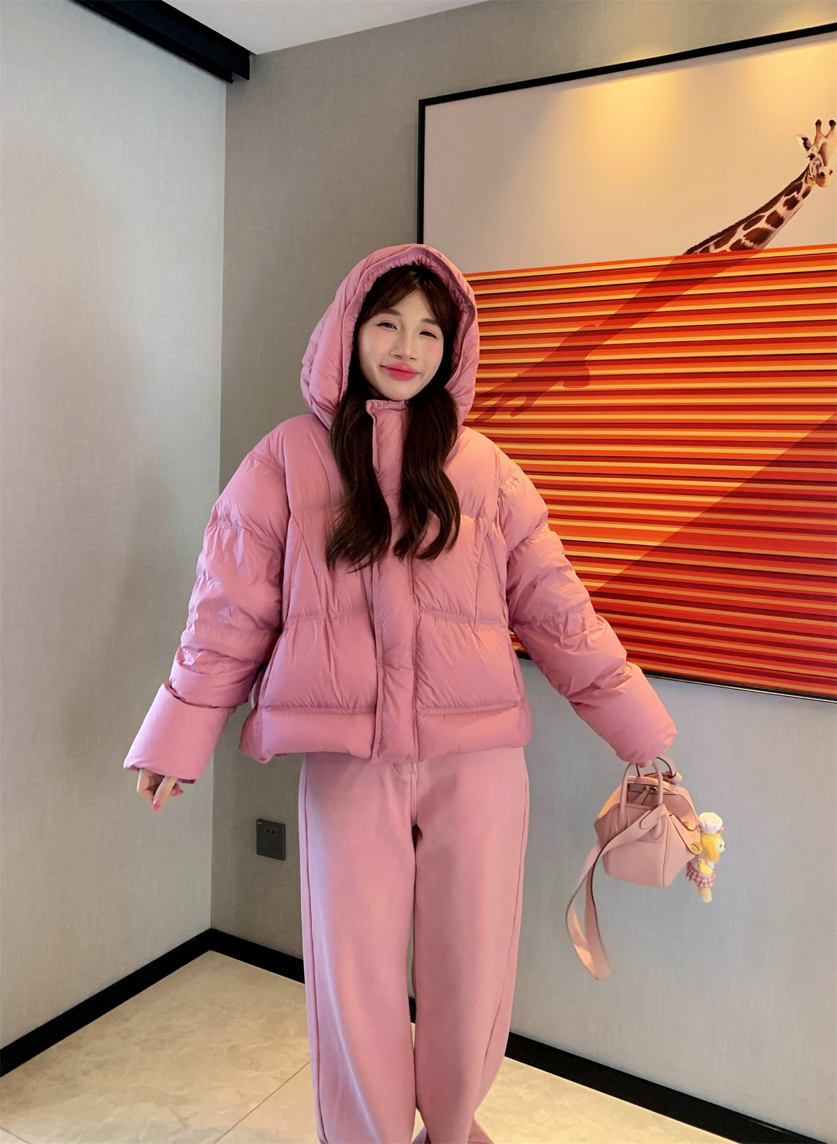 JENNIFER JXLIU 冬～白鸭绒羽绒服磁吸扣加厚保暖面包服连帽外套女