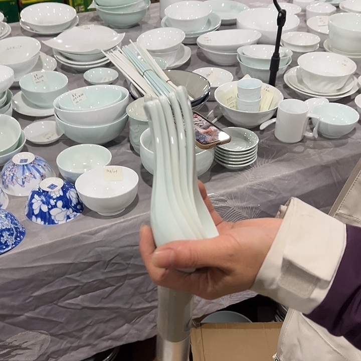 瓷片青瓷小勺子6个微瑕包邮