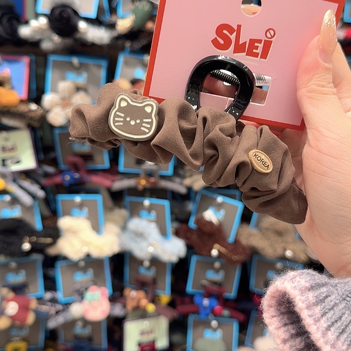 棕色褶皱kt抓夹款