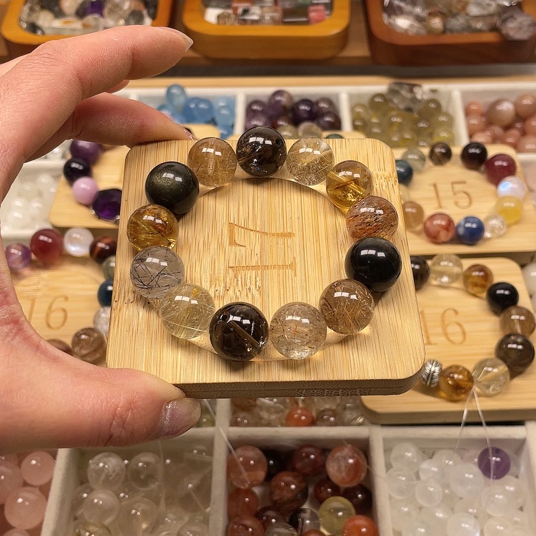 烟晶手链合金涟****e水晶