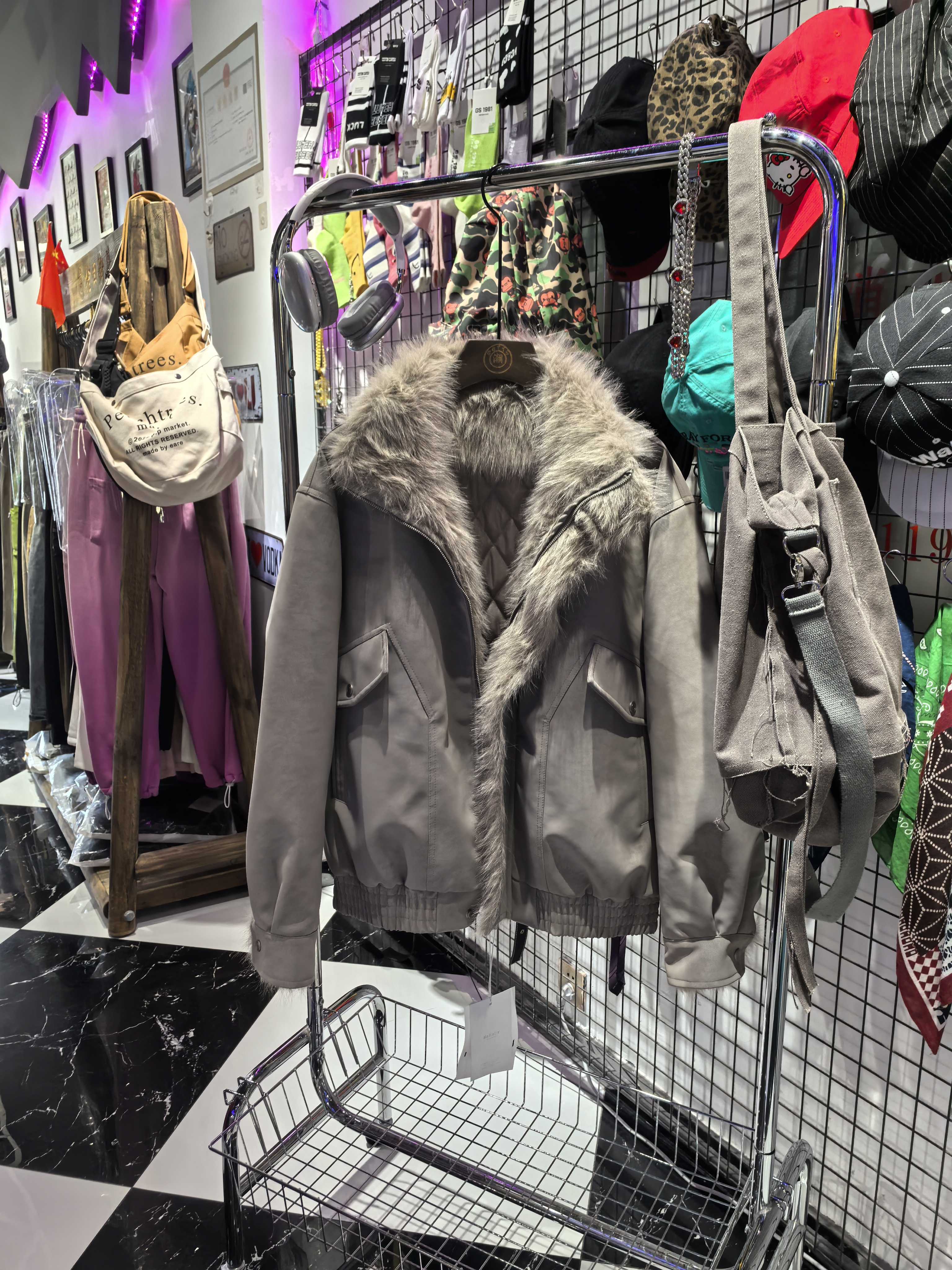 抢回街头原创座山雕男士冬季加厚保暖宽松毛领棉服外套