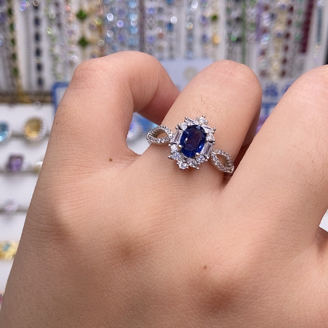 戒指银S925镶嵌蓝宝石