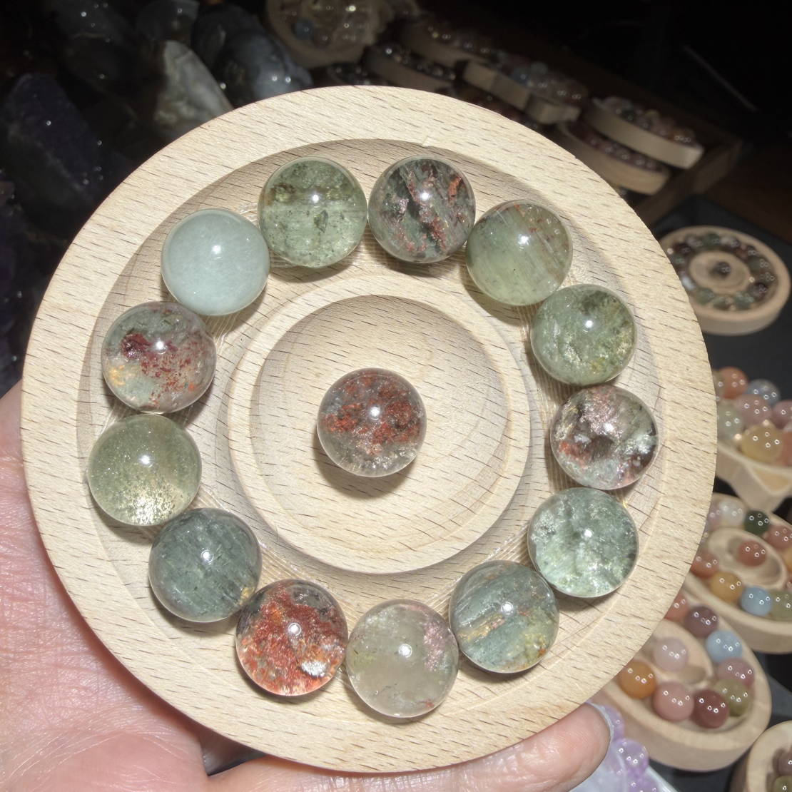 莫奈绿幽灵巴西海的女儿风格天然水晶手磨珠定制水晶手串15