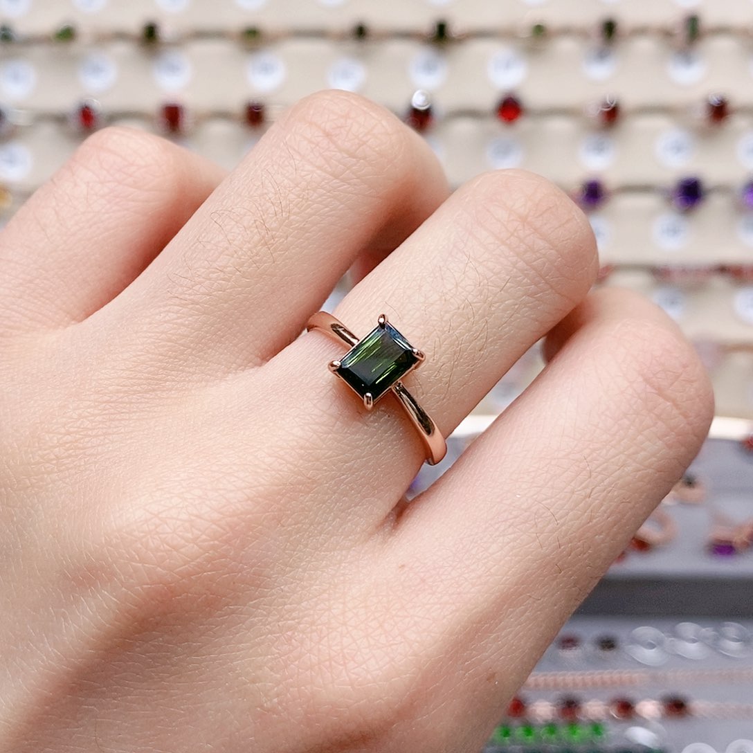 碧玺戒指银S925镶嵌戒指