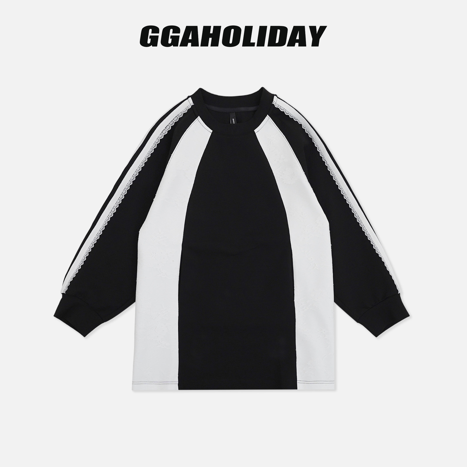 GGAHOLIDAY秋冬百搭潮流休闲宽松时尚撞色长袖圆领卫衣-154124