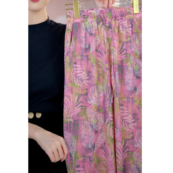 超凉爽2025夏季新款轻奢气质重工烫钻冰蚕 丝休闲裤百搭宽松超薄