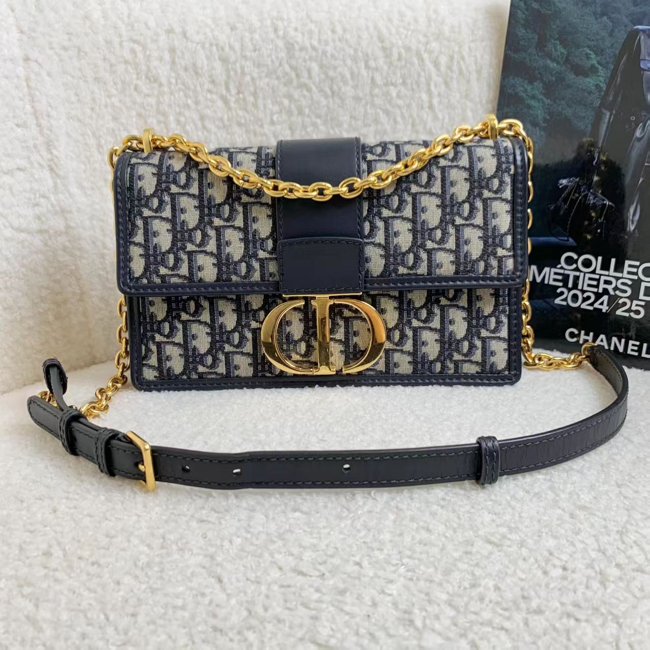 99新 DIOR/迪奥 壹臻/老花刺绣链条款蒙田30中号/12期 62379528