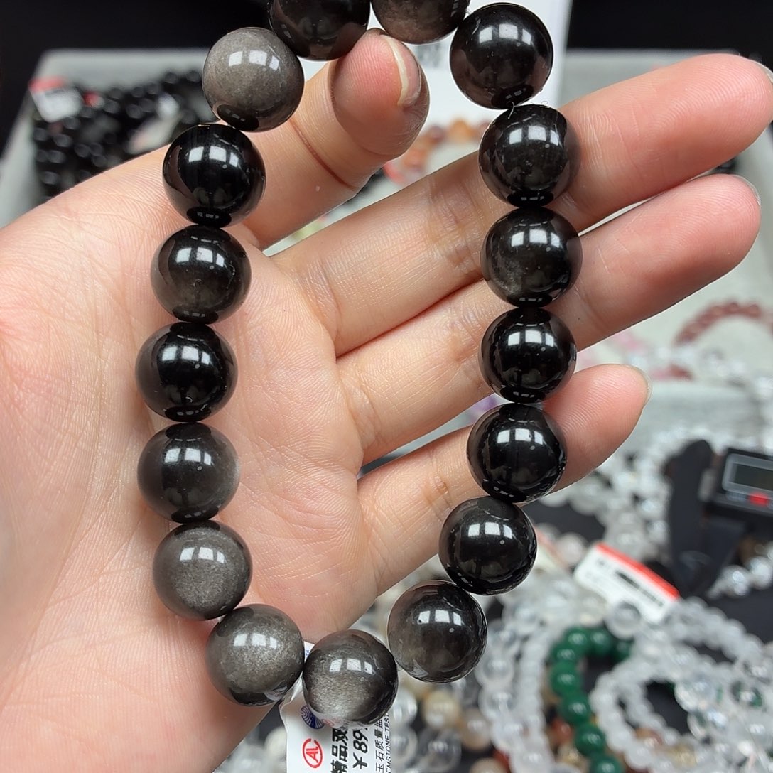 水晶未镶嵌手串卡12银耀石