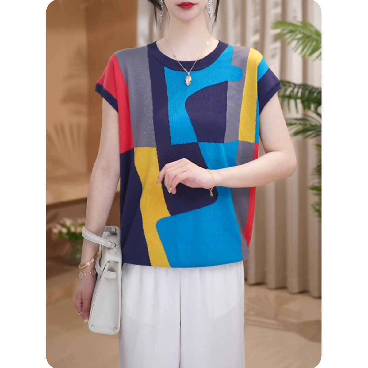 <TS2>花璃新品女士宽松小衫气质上衣时尚休闲女装2ZS0125662-1