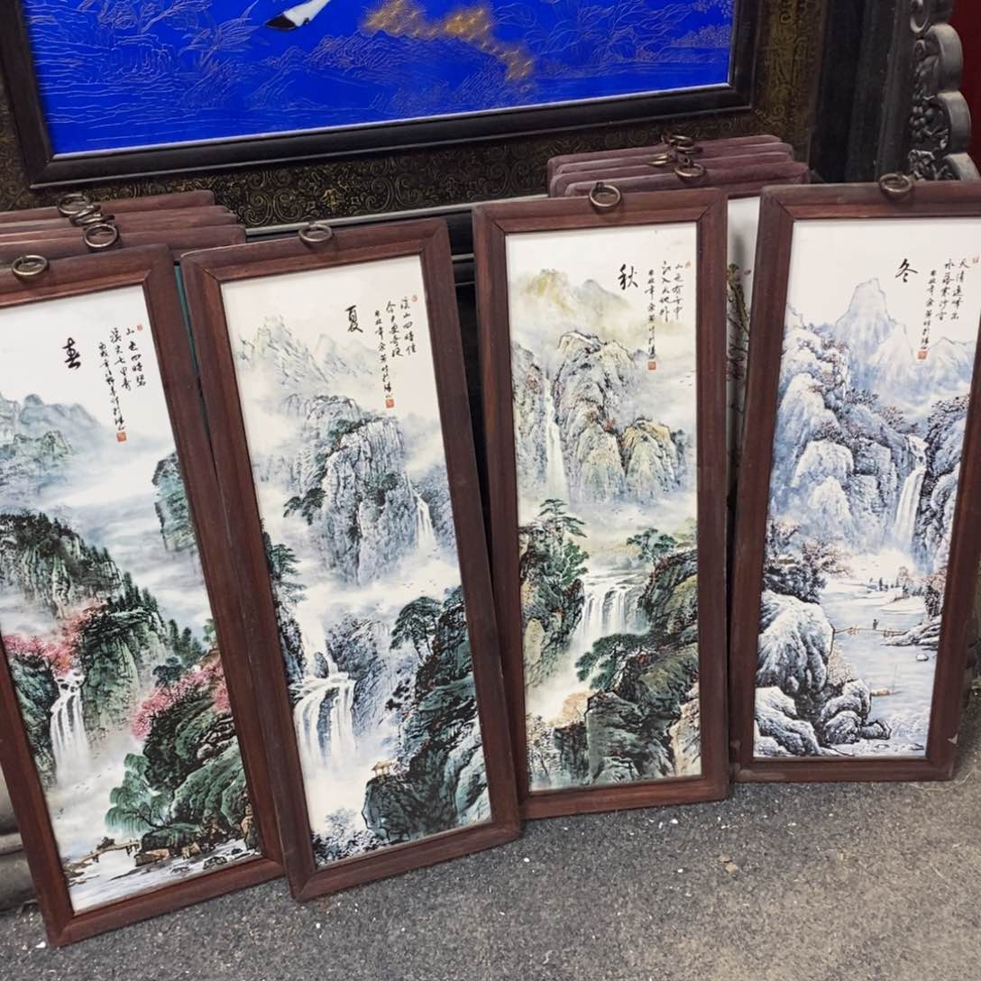 瓷片景德镇瓷板画柴窑烧制53*21*4