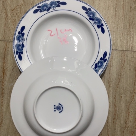 碟景德镇陶瓷双蕾花8英寸深盘2个