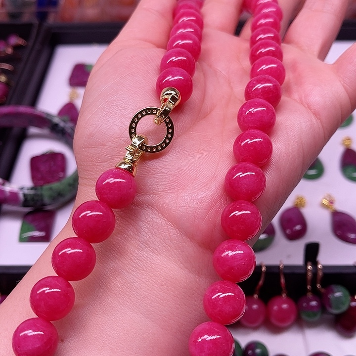 红宝石蔷薇项链银S925镶嵌