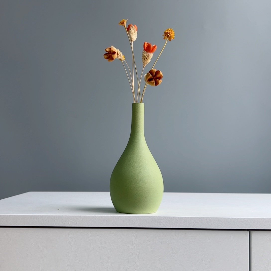 摆件陶瓷小花瓶摆件含花总高约20-30cm