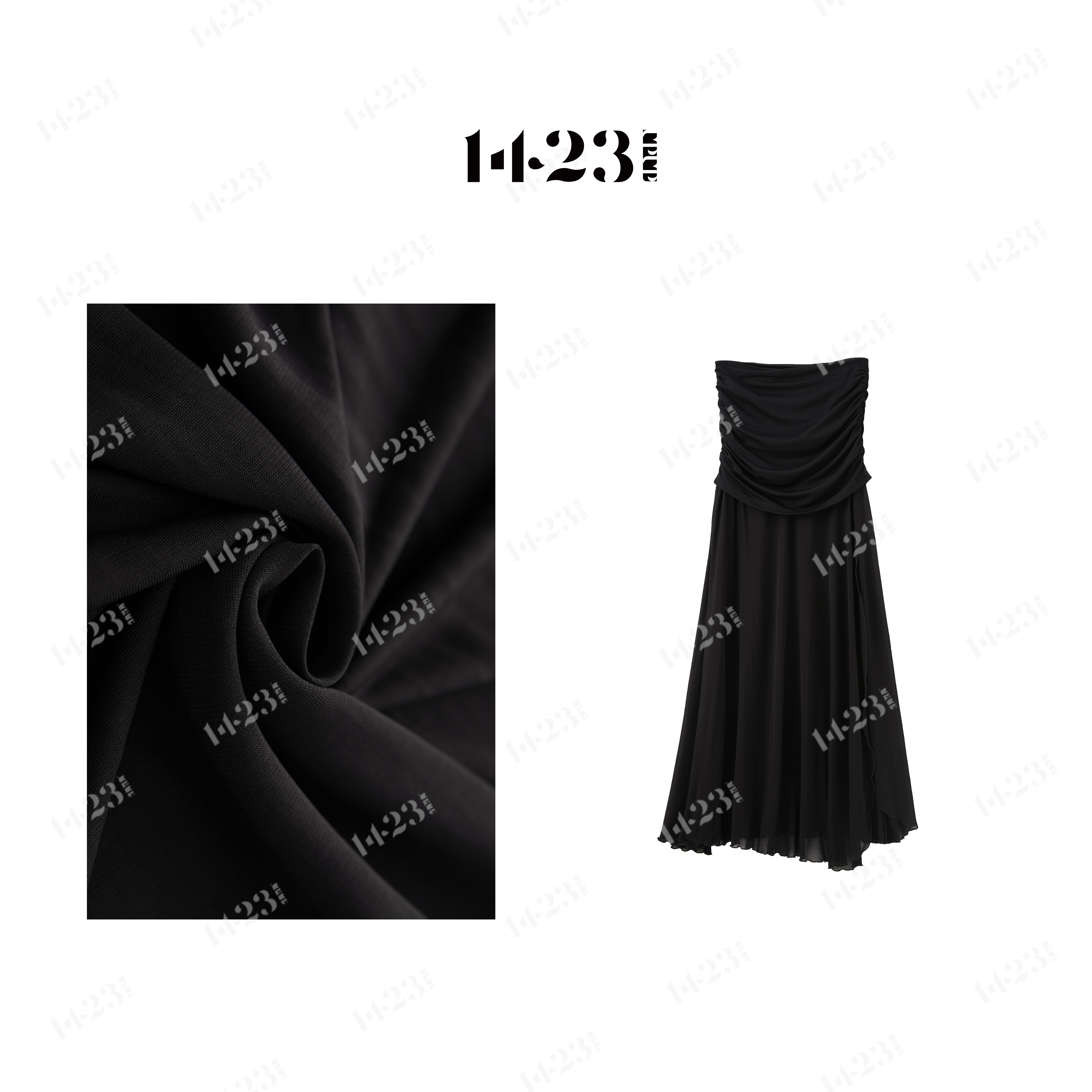 1423【歌剧魅影】散摆飘逸冰凉垂感修身高级感显瘦开叉黑色半裙