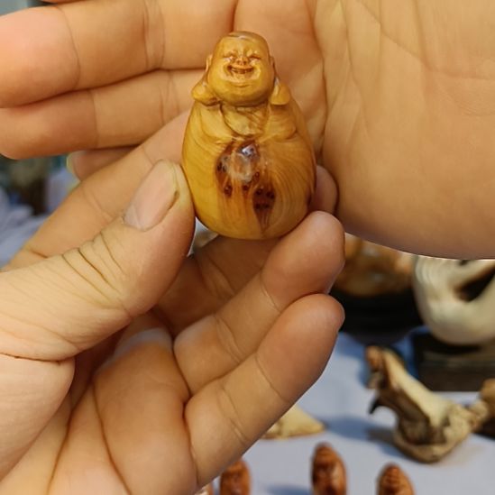 柏木（崖柏）太行崖柏笑佛手把件