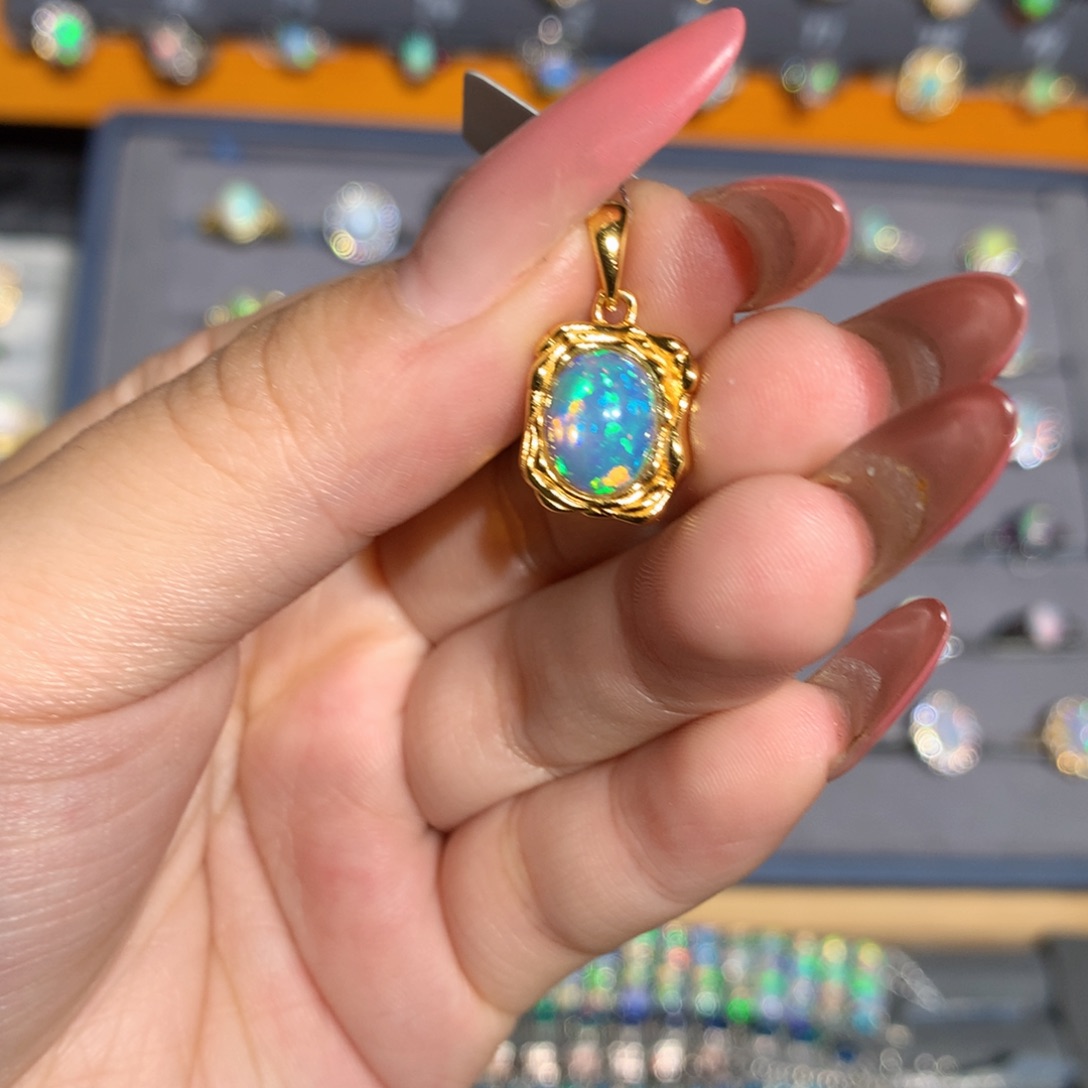 银S925镶嵌欧泊欧泊吊坠l