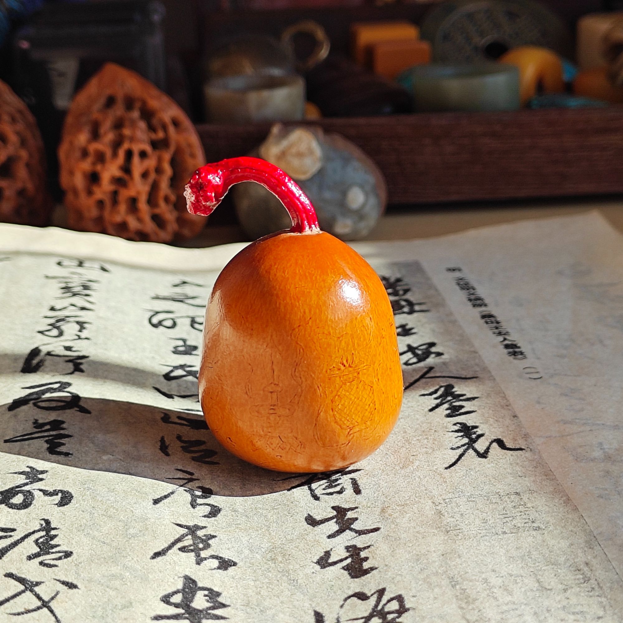 文玩葫芦手把件 高53肚35毫米左右 烙画把玩包浆葫芦一物一图