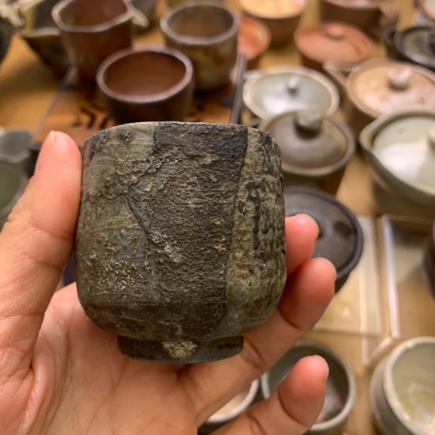 备前柴烧主人杯，手工