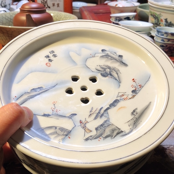 希*雪景茶盘一个，老茶盘
