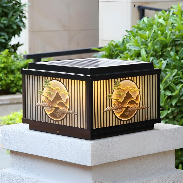 太阳能柱头灯户外庭院灯现代防水别墅大门围墙灯花园柱子门柱柱灯