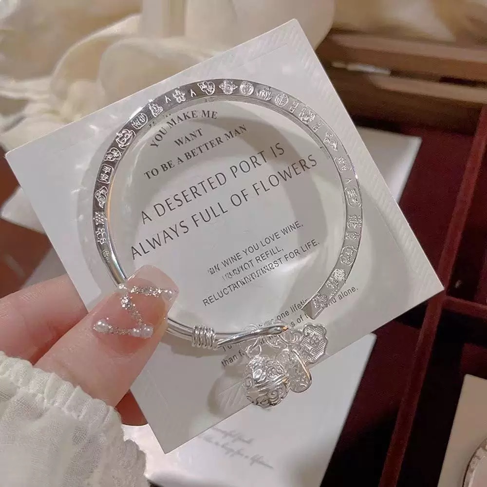 足银手镯 4号链接 【开口手镯】足银999.9 清库存带证书礼盒包装