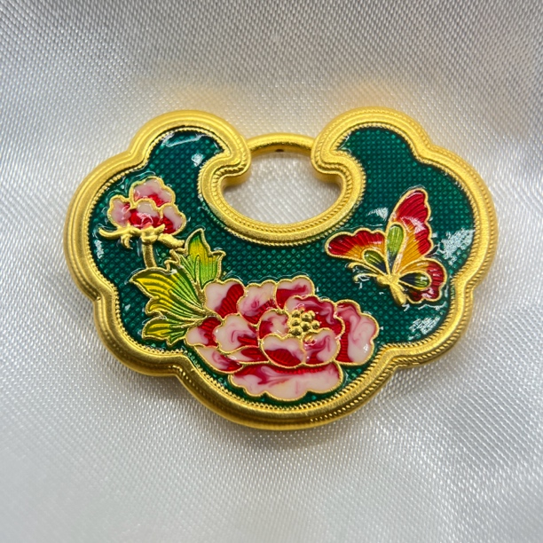 足金饰品/珐琅牡丹如意锁/2.77/1B121717-2.77/h