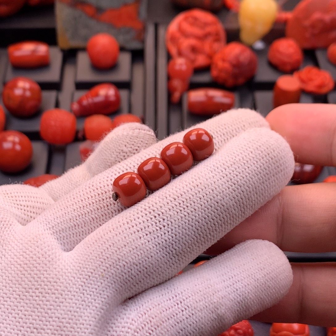 南红玛瑙未镶嵌【传仁】川料原矿满色满肉老型连珠9mm