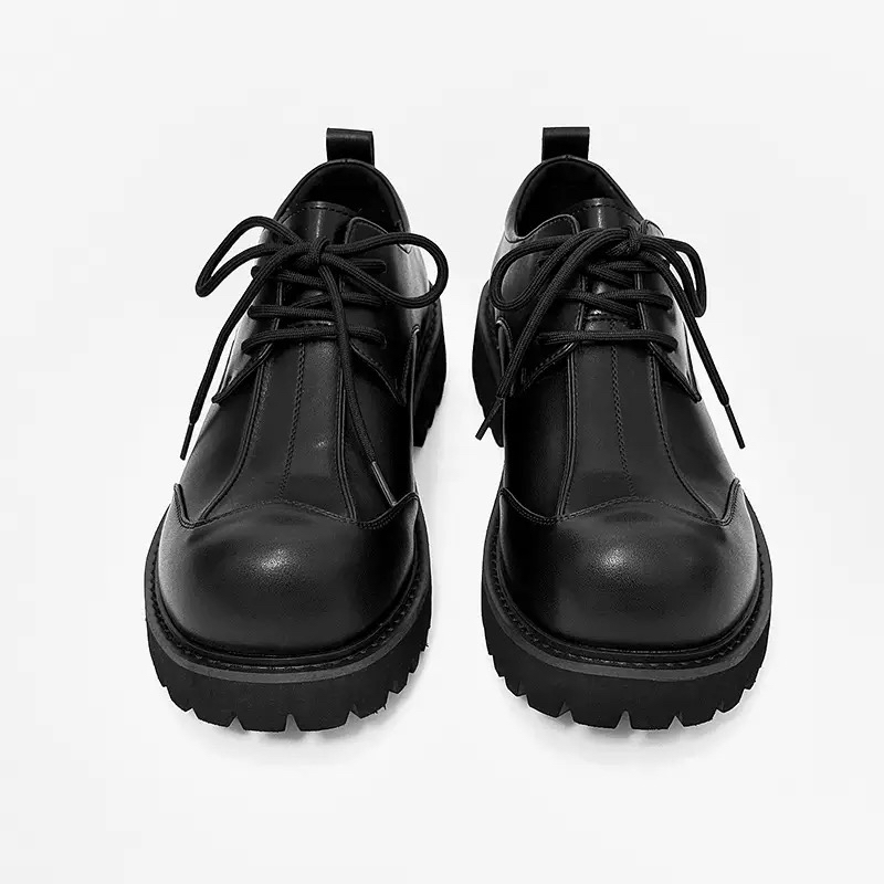 【福利款】大头德比鞋男厚底增高英伦风商务休闲圆头黑色小皮鞋