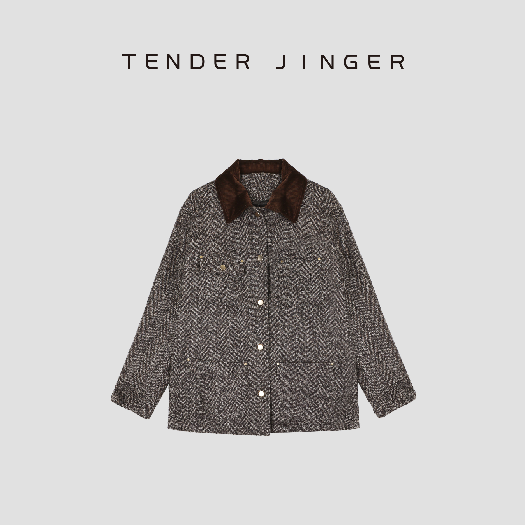 Tender Jinger【巴恩夹克】羊毛混纺翻领工装夹克外套T54LZX50012