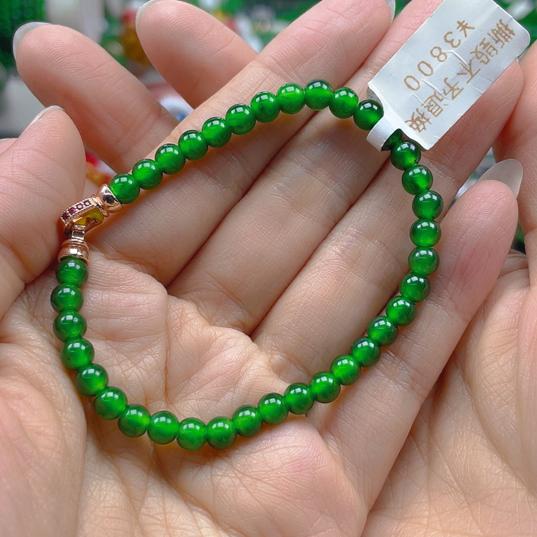 翡翠手串未镶嵌天然A货翡翠手串卡5辣