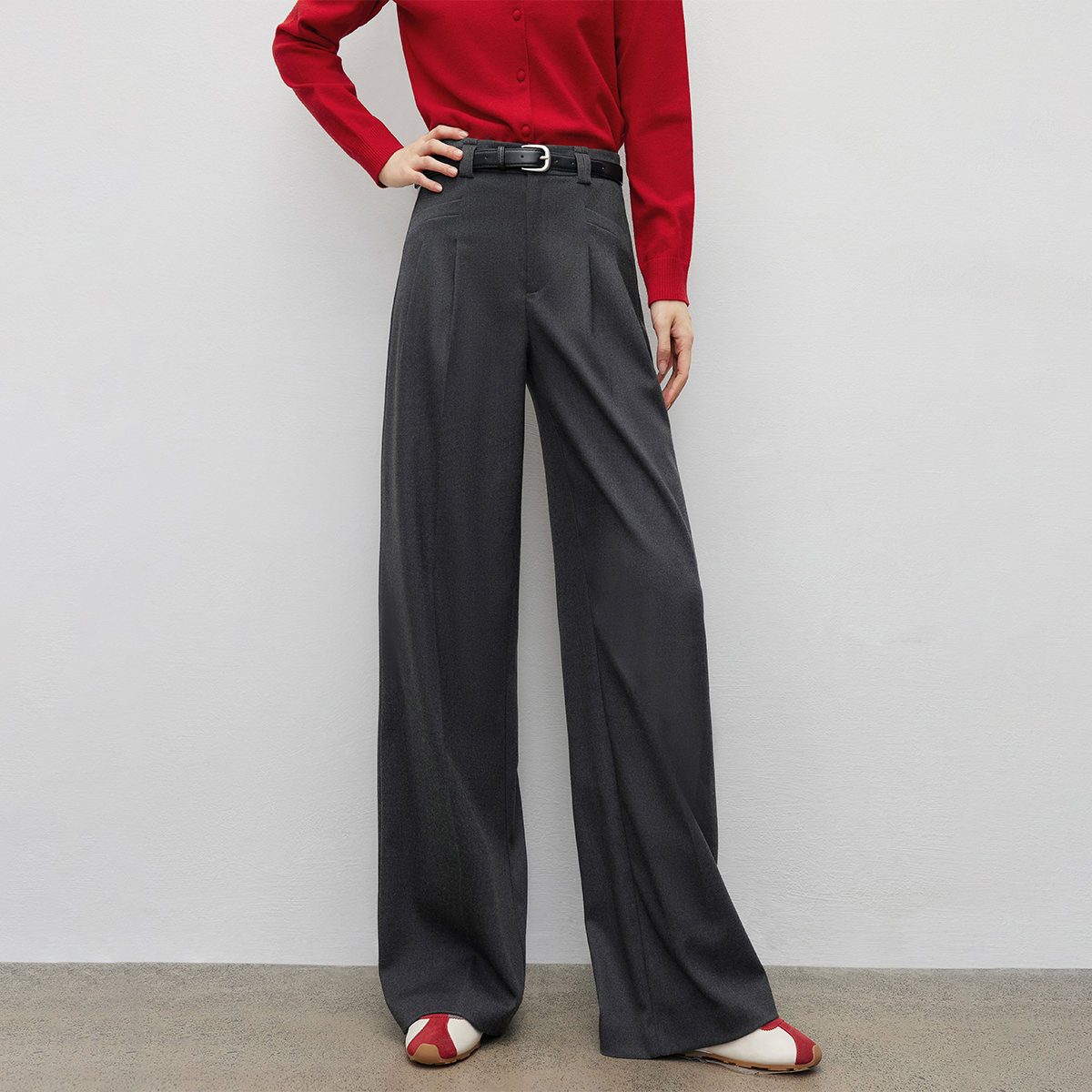 【开心专属】朗文斯汀显瘦阔腿高腰垂感休闲裤DTYK5509A07017