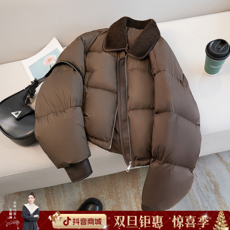 丝柏舍2025冬季新款女装宽松款显瘦长袖翻领90绒羽绒服S54B2358Y