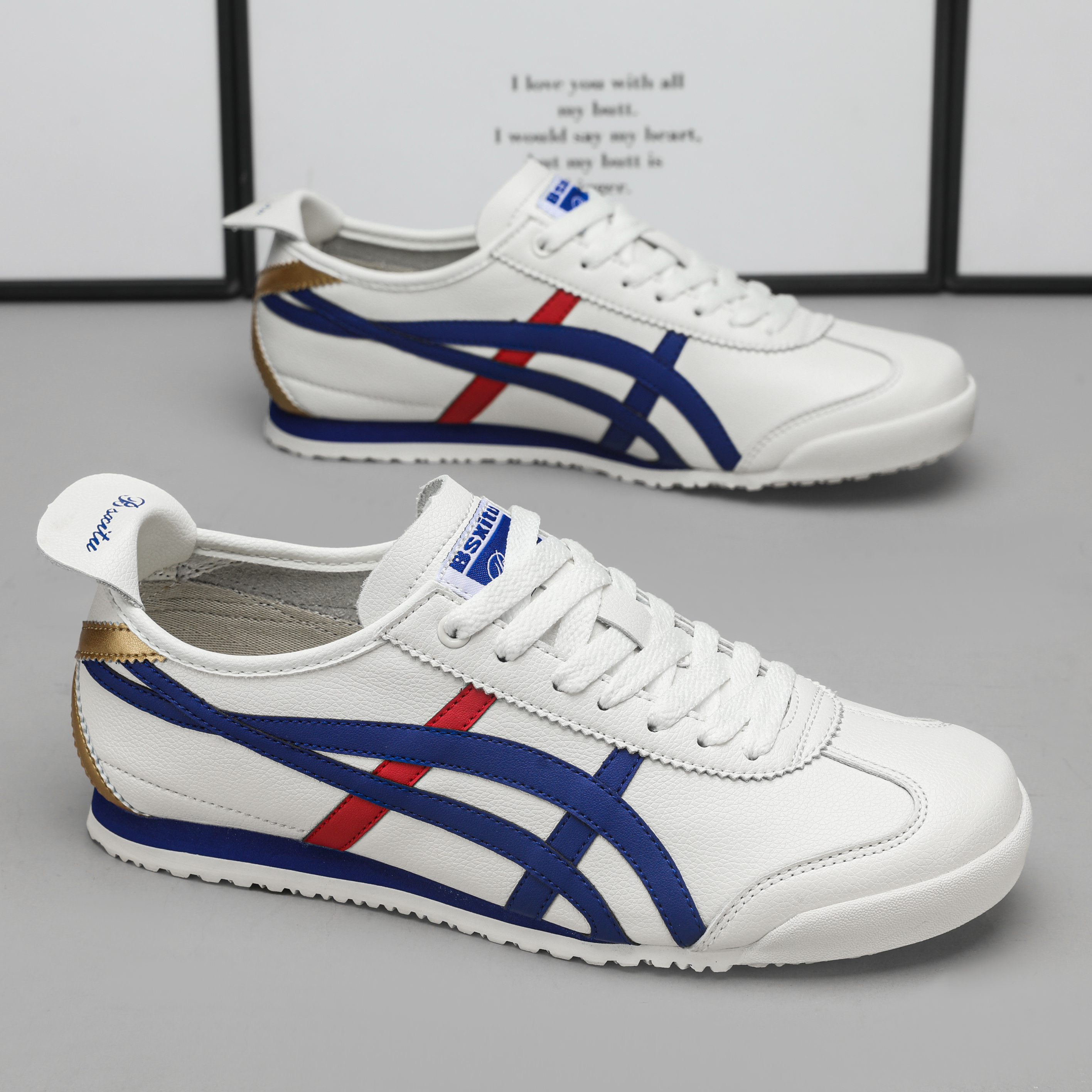 冢虎阿甘休闲慢跑鞋透气皮面软底休闲低帮德训情侣鞋男款男生