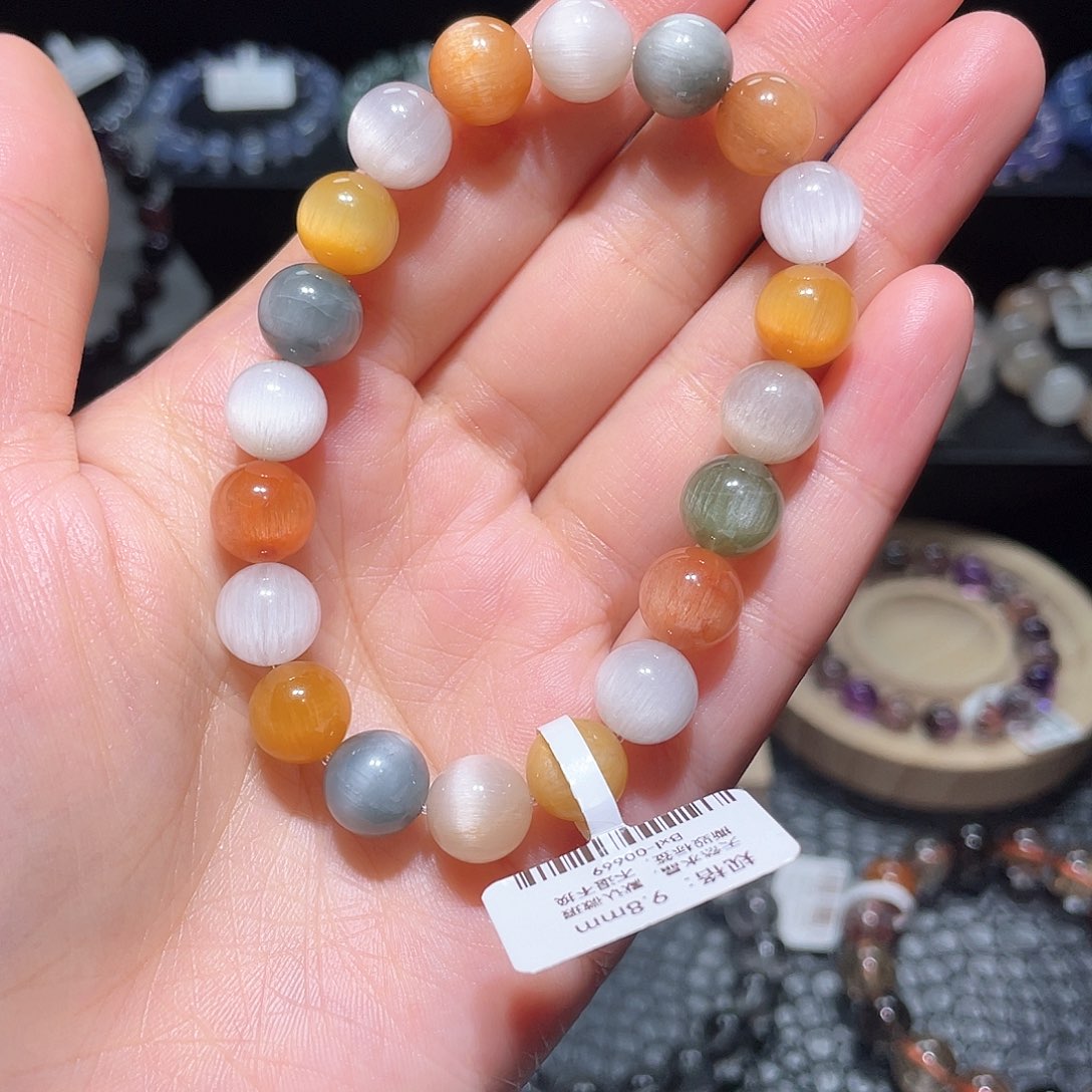 水晶手链未镶嵌兔毛手链，晶体通透