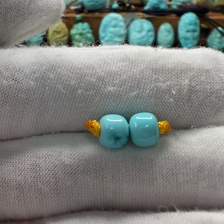 绿松石未镶嵌老型对珠6.1mm