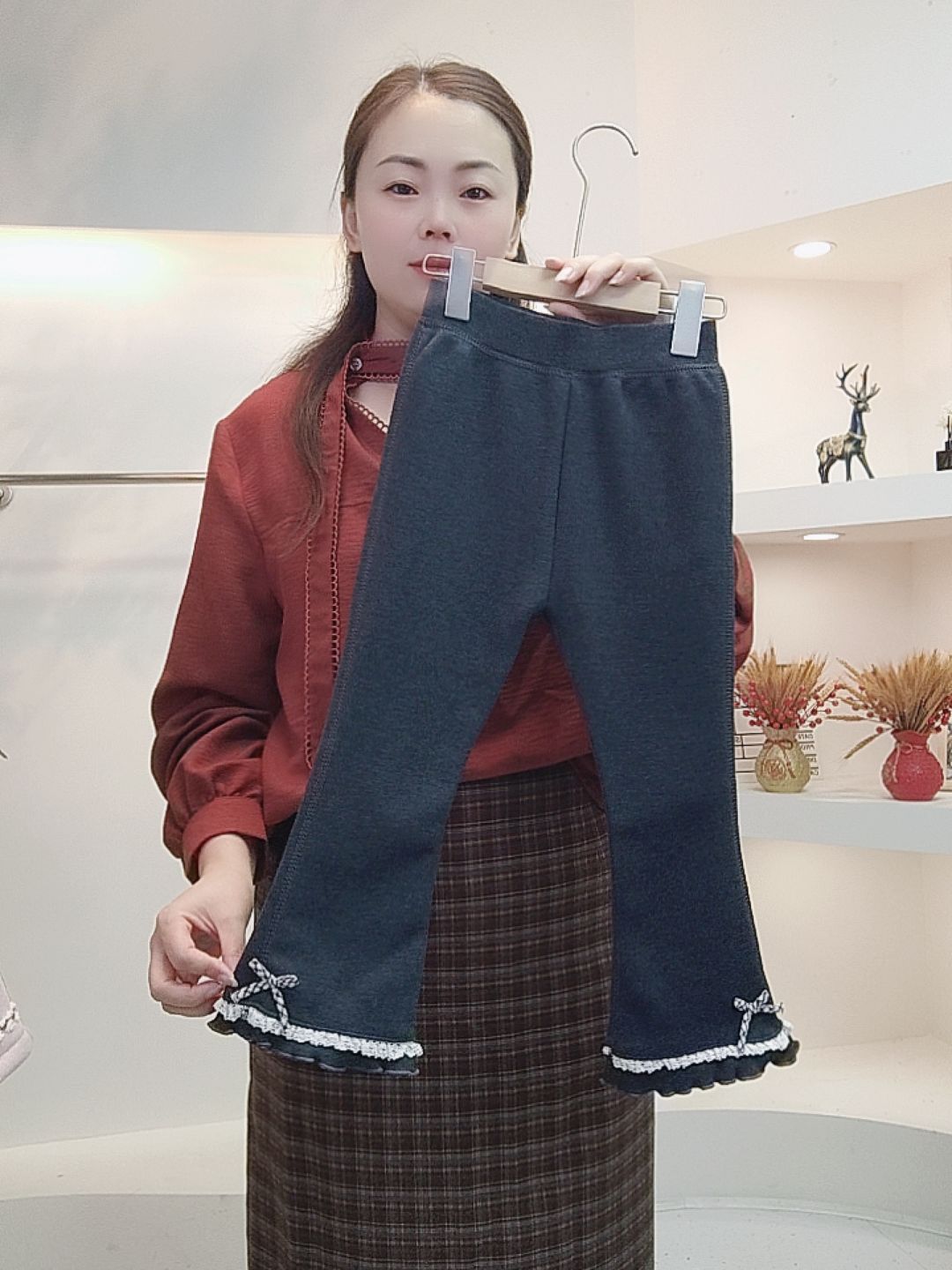 克重550厚冬款女童加绒一体绒打底裤外穿时尚休闲儿童洋气喇叭裤