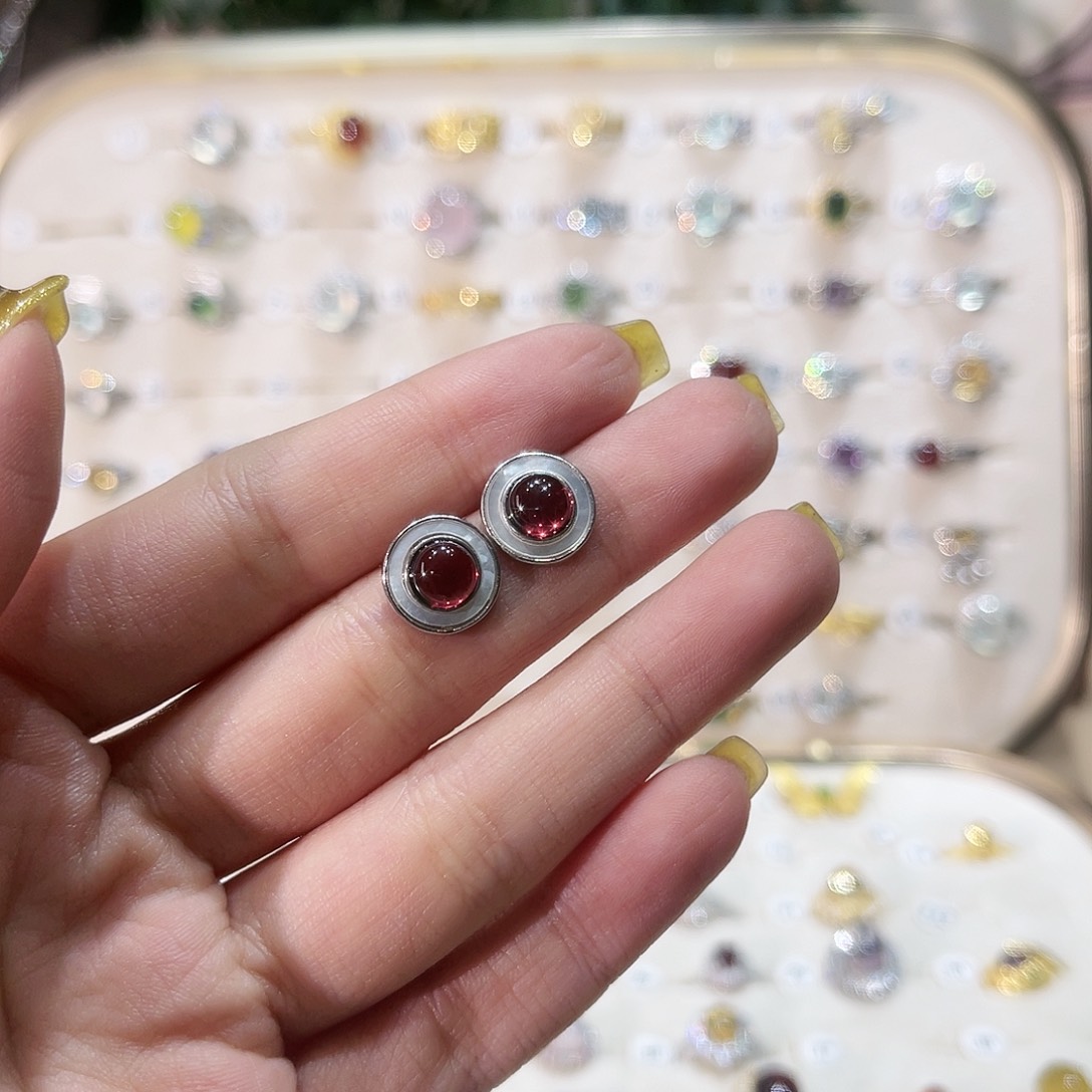 蛇纹石玉戒指银S925镶嵌