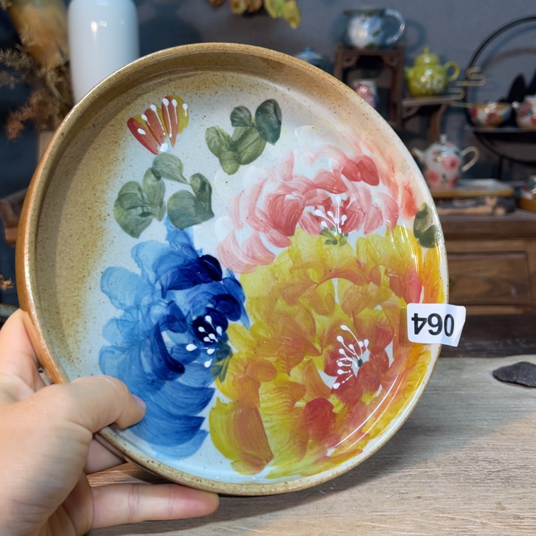 壶素浅陶瓷手工手绘