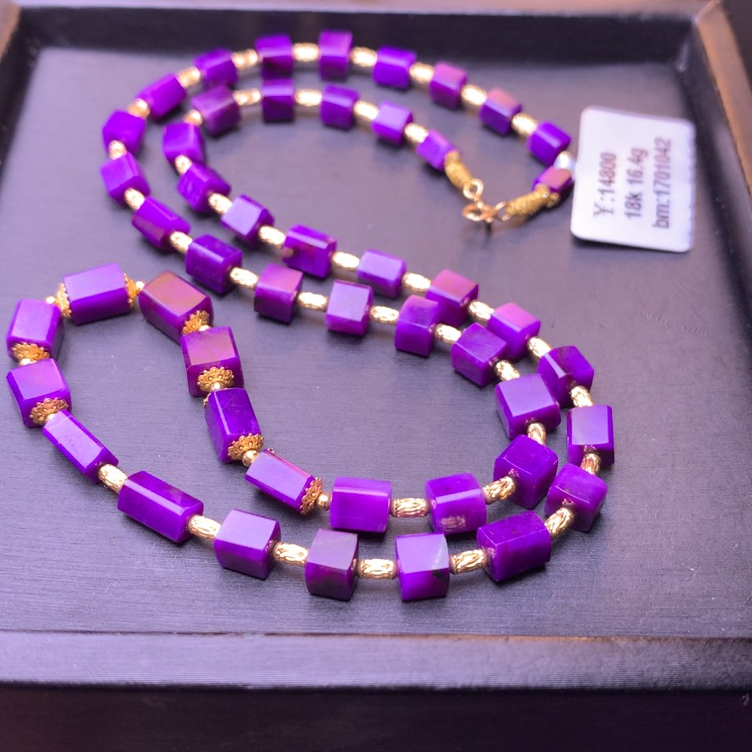 苏纪石（舒俱来）方糖项链18K金镶嵌