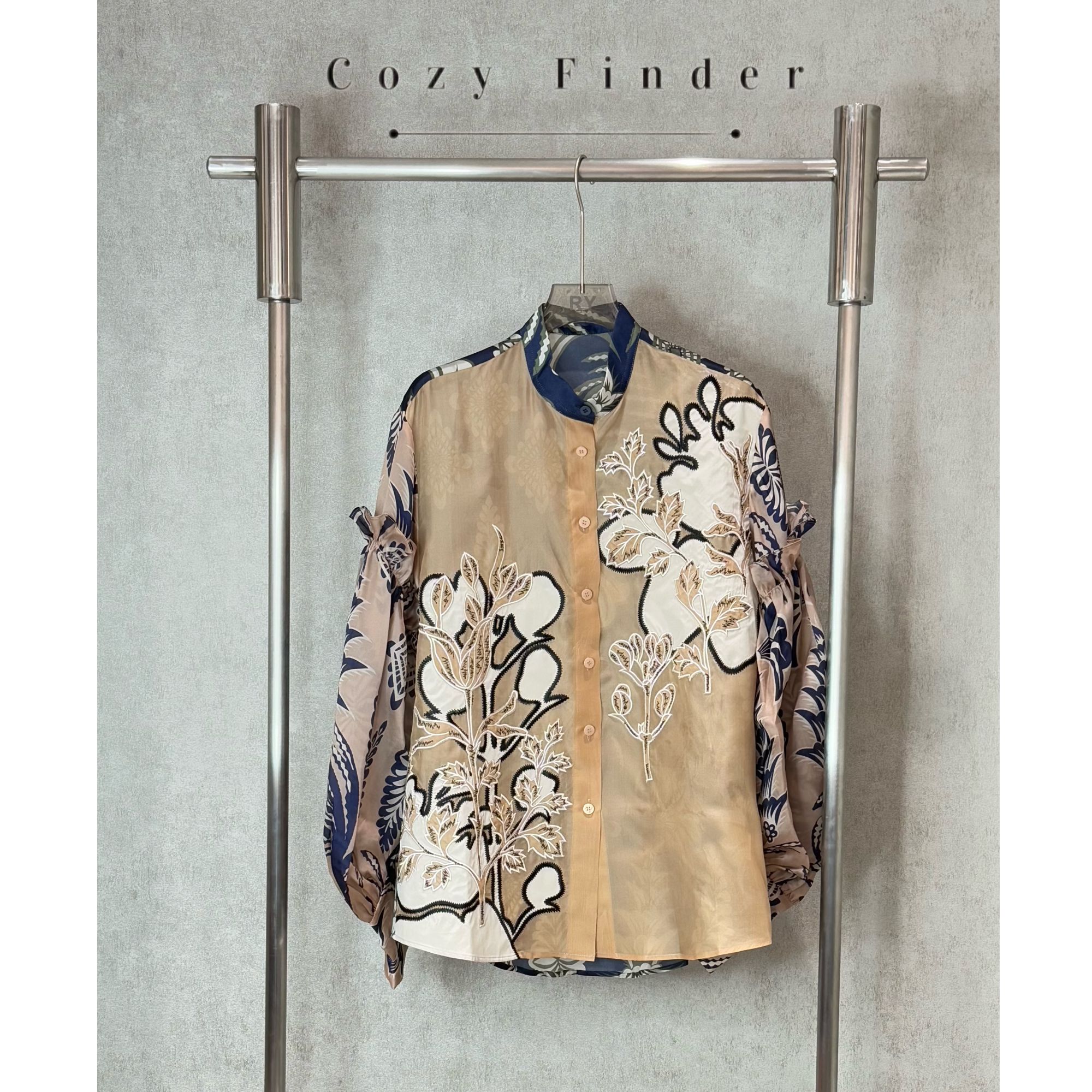 Cozy Finder | 小众别致刺绣咖色衬衫