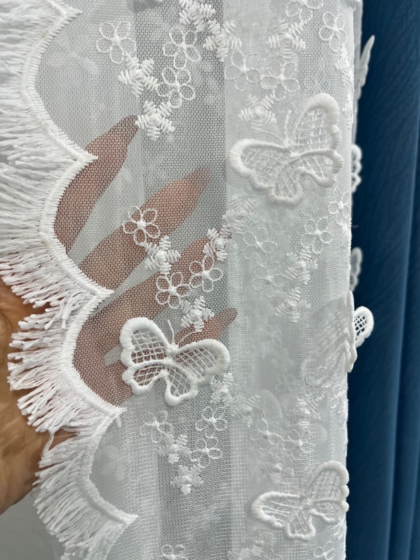 2025新款窗帘立边蝴蝶浮雕侧边纱窗纱花边