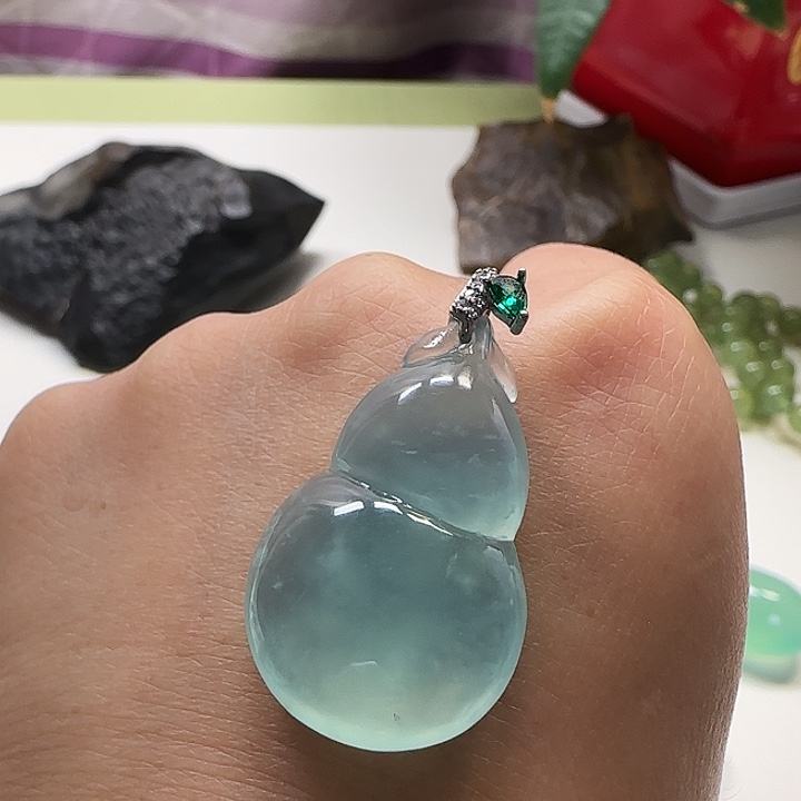 岫玉银S925镶嵌吊坠(不含链)