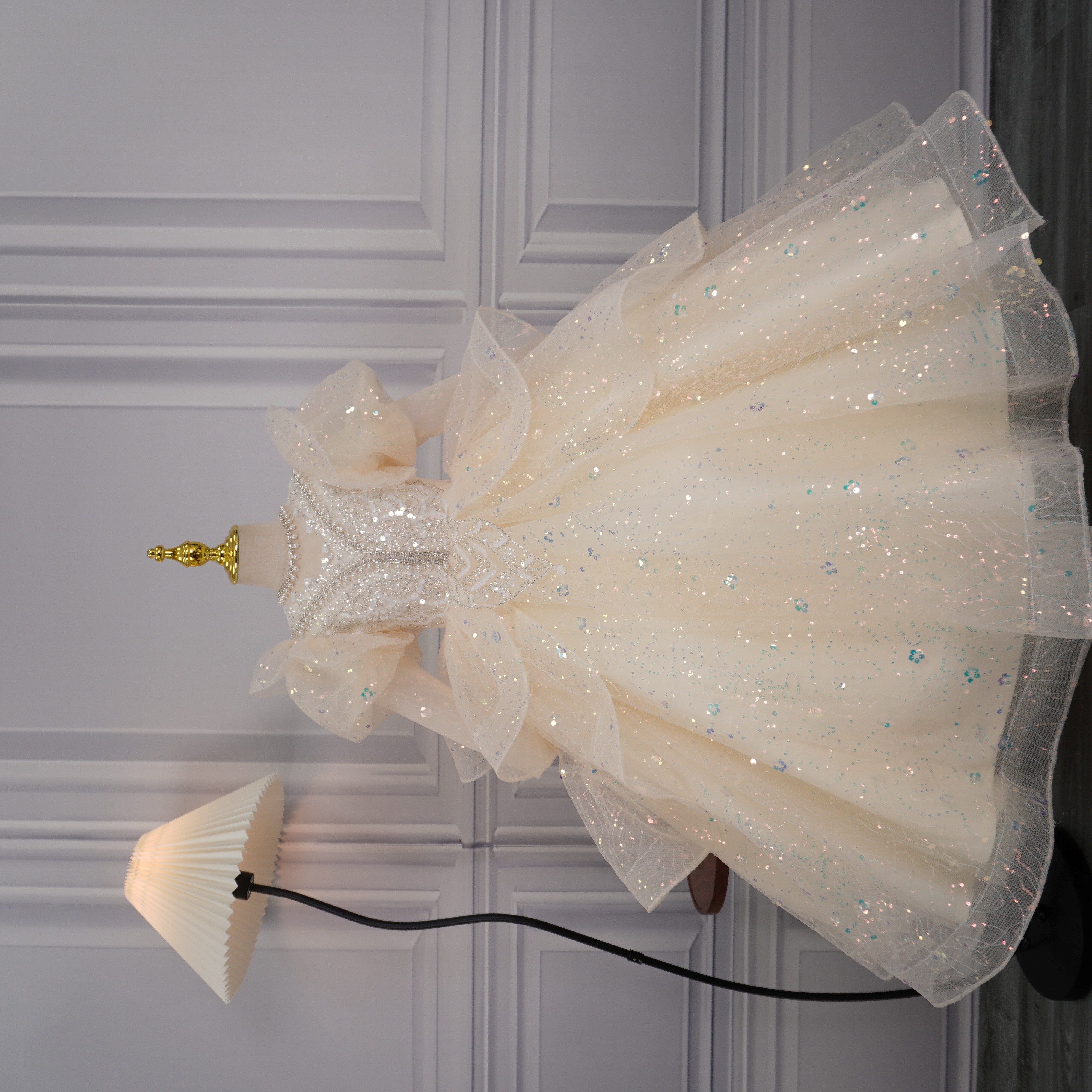 女童生日晚礼服主持人儿童婚纱裙花童公主裙小女孩高端演出服蓬蓬